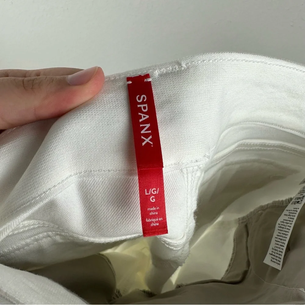 Spanx White Shaping Stretch Twill Cropped Wide Leg Pants Size Large - Picture 5 of 8